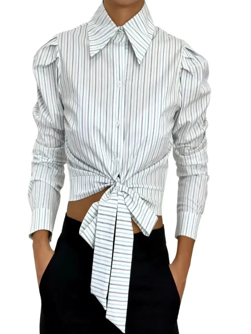Camisa Cropped Feminina social Manga longa