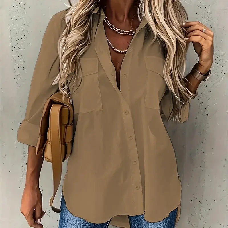 Camisa Alfaiataria Siena – Bolsos Frontais & Caimento Fluido