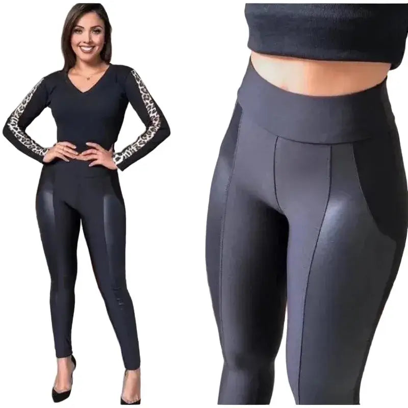 Calça Legging de Inverno Flanelada com Acabamento Cirrê