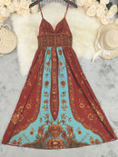 Vestido Boémio Estampado com Decote em V