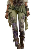 Leggings Femininas Góticas com Estampa Floral Vitoriana