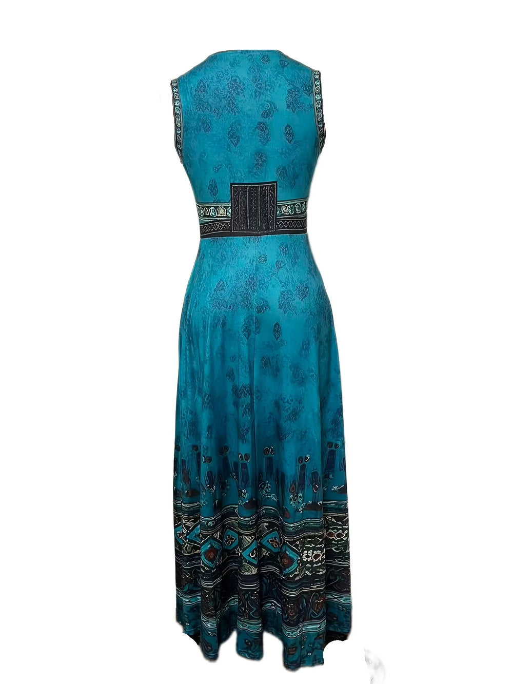 Vestido Maxi Sem Mangas Vintage Ocidental