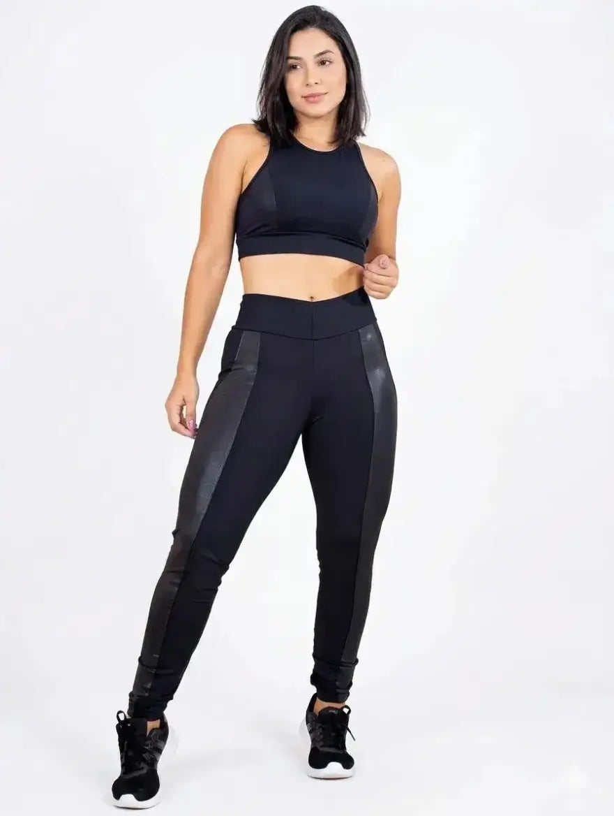 Calça Legging de Inverno Flanelada com Acabamento Cirrê