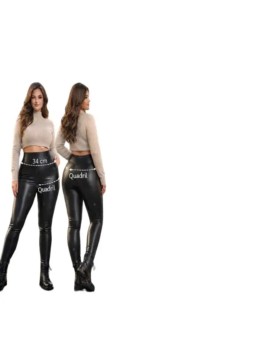 Legging de Couro com Forro Peluciado Modeladora
