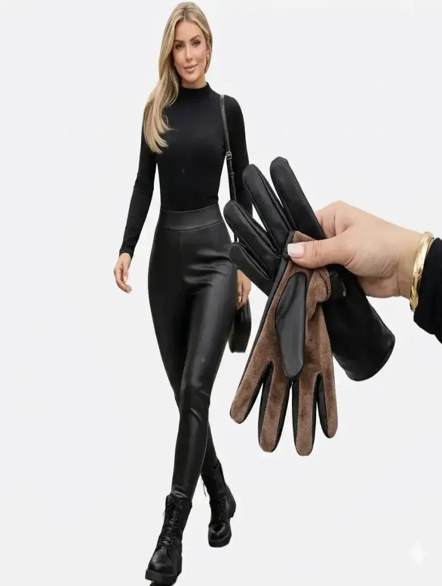Legging de Couro com Forro Peluciado Modeladora