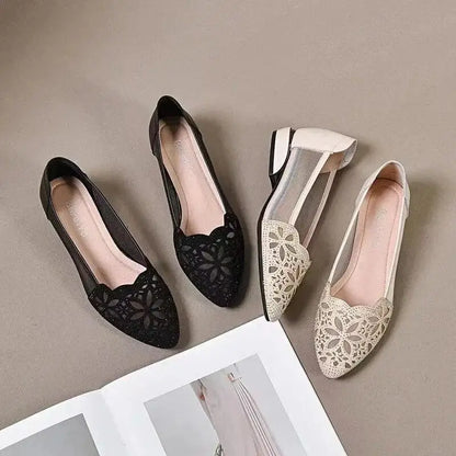 Sapato Confort Florença – Detalhes em Renda e Strass