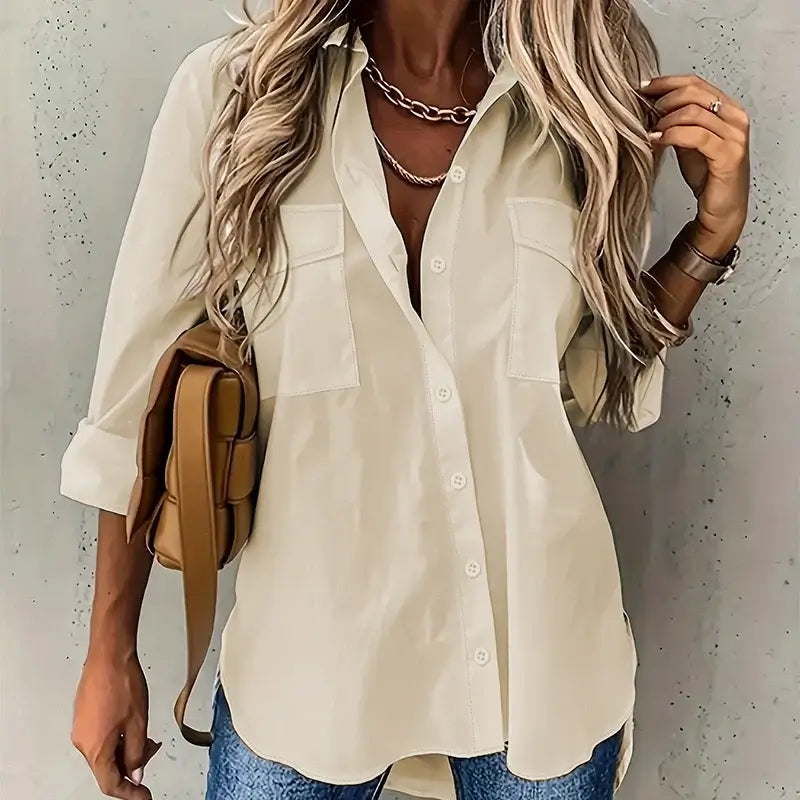 Camisa Alfaiataria Siena – Bolsos Frontais & Caimento Fluido