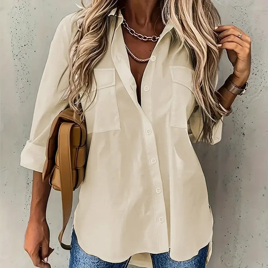 Camisa Alfaiataria Siena – Bolsos Frontais & Caimento Fluido