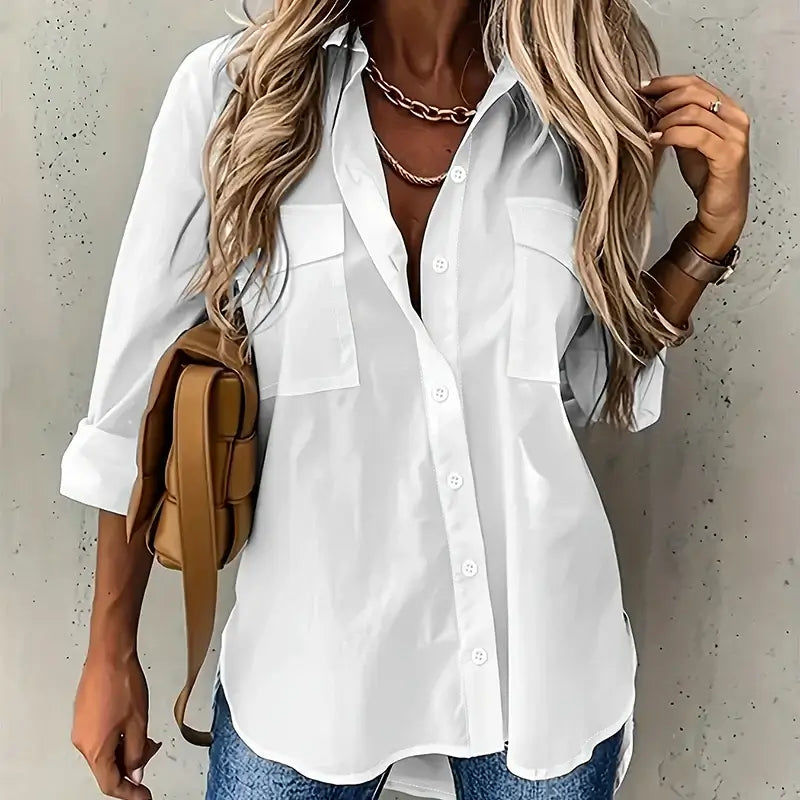 Camisa Alfaiataria Siena – Bolsos Frontais & Caimento Fluido