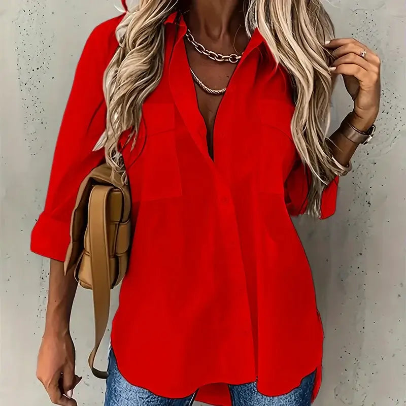 Camisa Alfaiataria Siena – Bolsos Frontais & Caimento Fluido