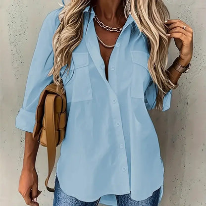 Camisa Alfaiataria Siena – Bolsos Frontais & Caimento Fluido