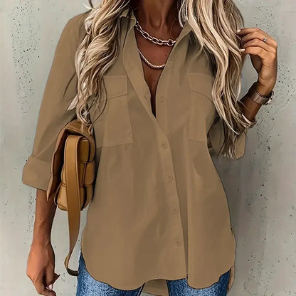 Camisa Alfaiataria Siena – Bolsos Frontais & Caimento Fluido