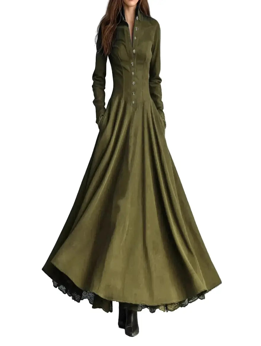 Vestido Longo Evasê Renda Francesa Vintage