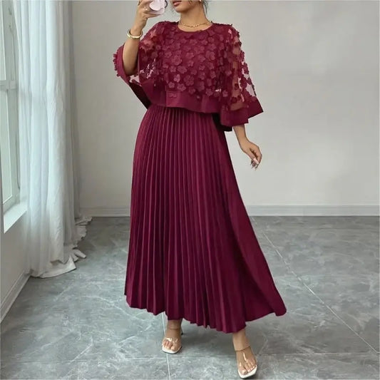 Vestido Mídi Venezia 2 em 1 – Detalhes em Tule Floral 3D