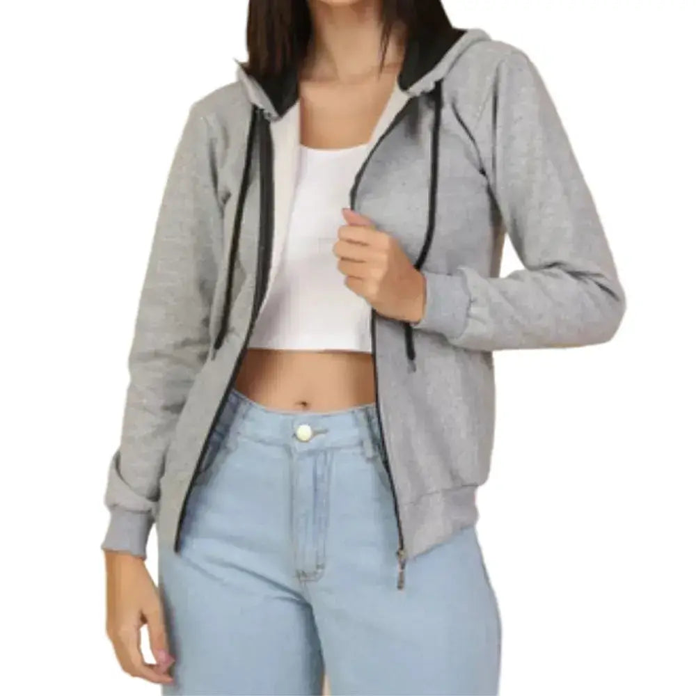 Casaco Moletom Feminino com Capuz e Zíper