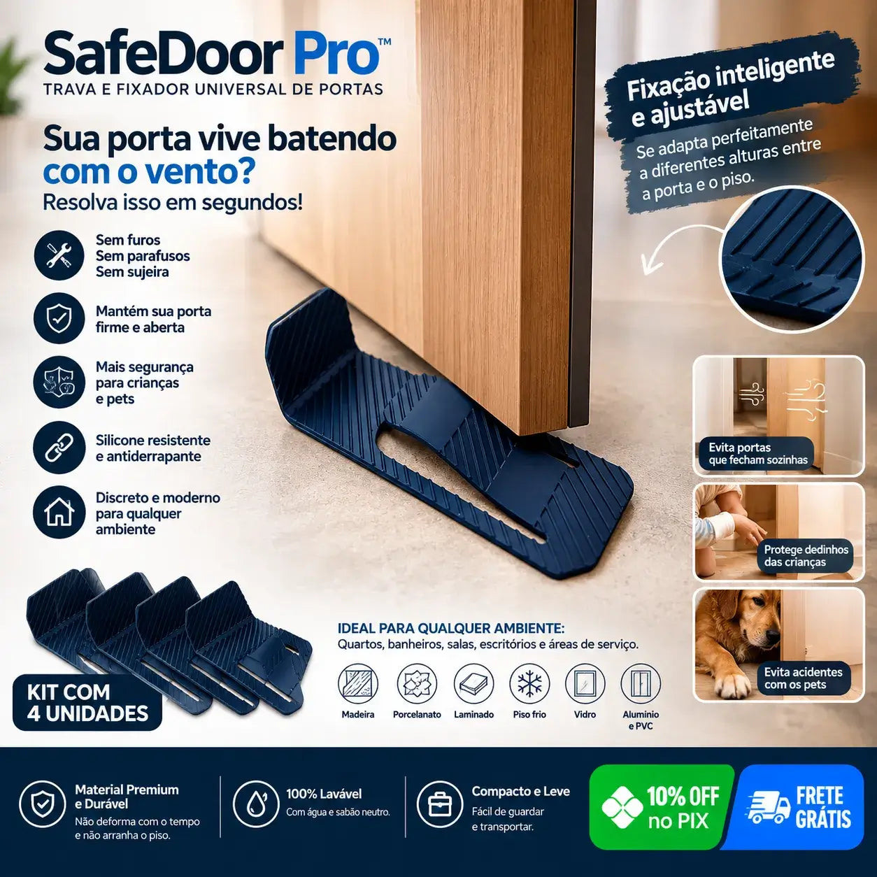 SafeDoor Pro™ - Kit com 4 Unidades