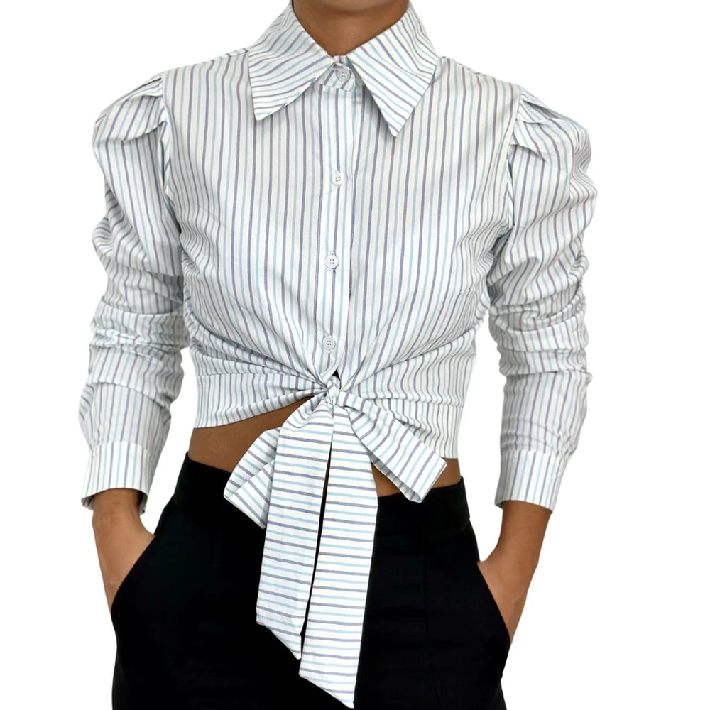 Camisa Cropped Feminina social Manga longa