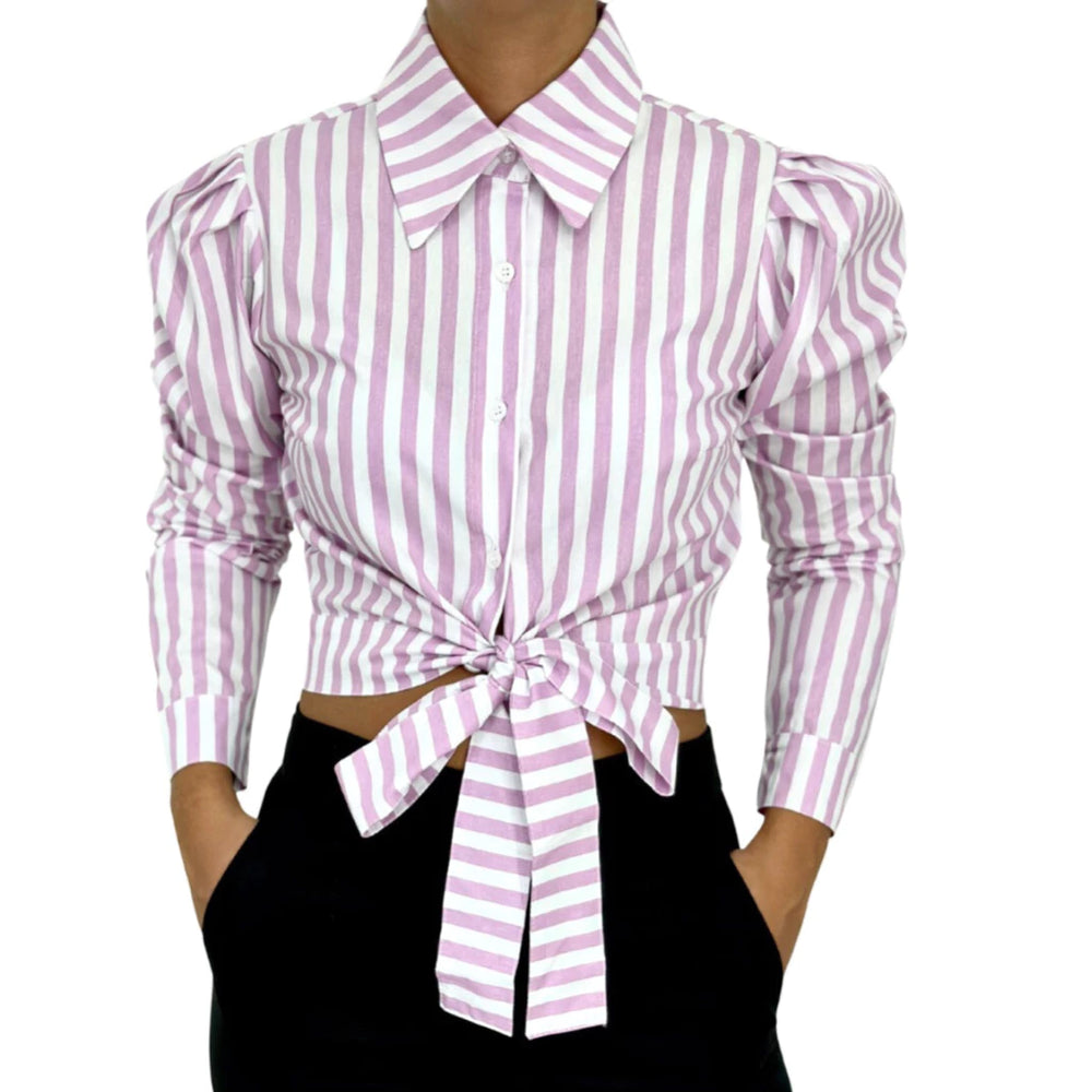 Camisa Cropped Feminina social Manga longa