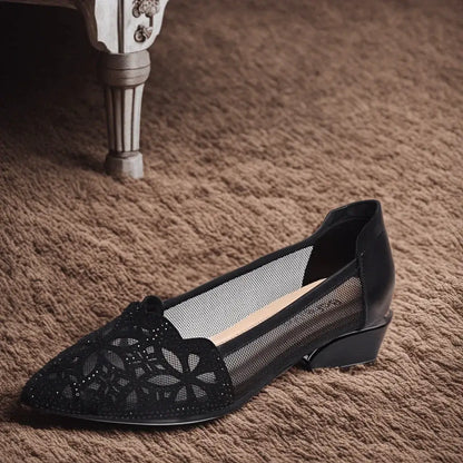 Sapato Confort Florença – Detalhes em Renda e Strass