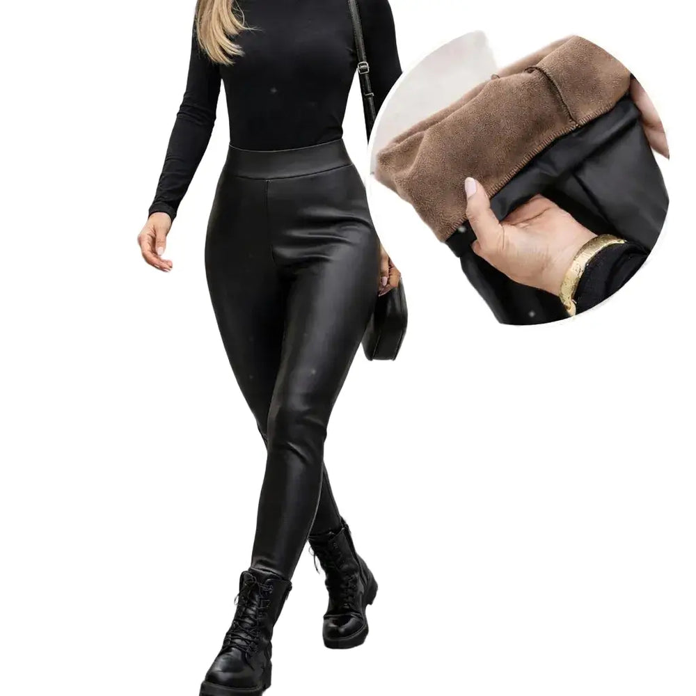 Legging de Couro com Forro Peluciado Modeladora