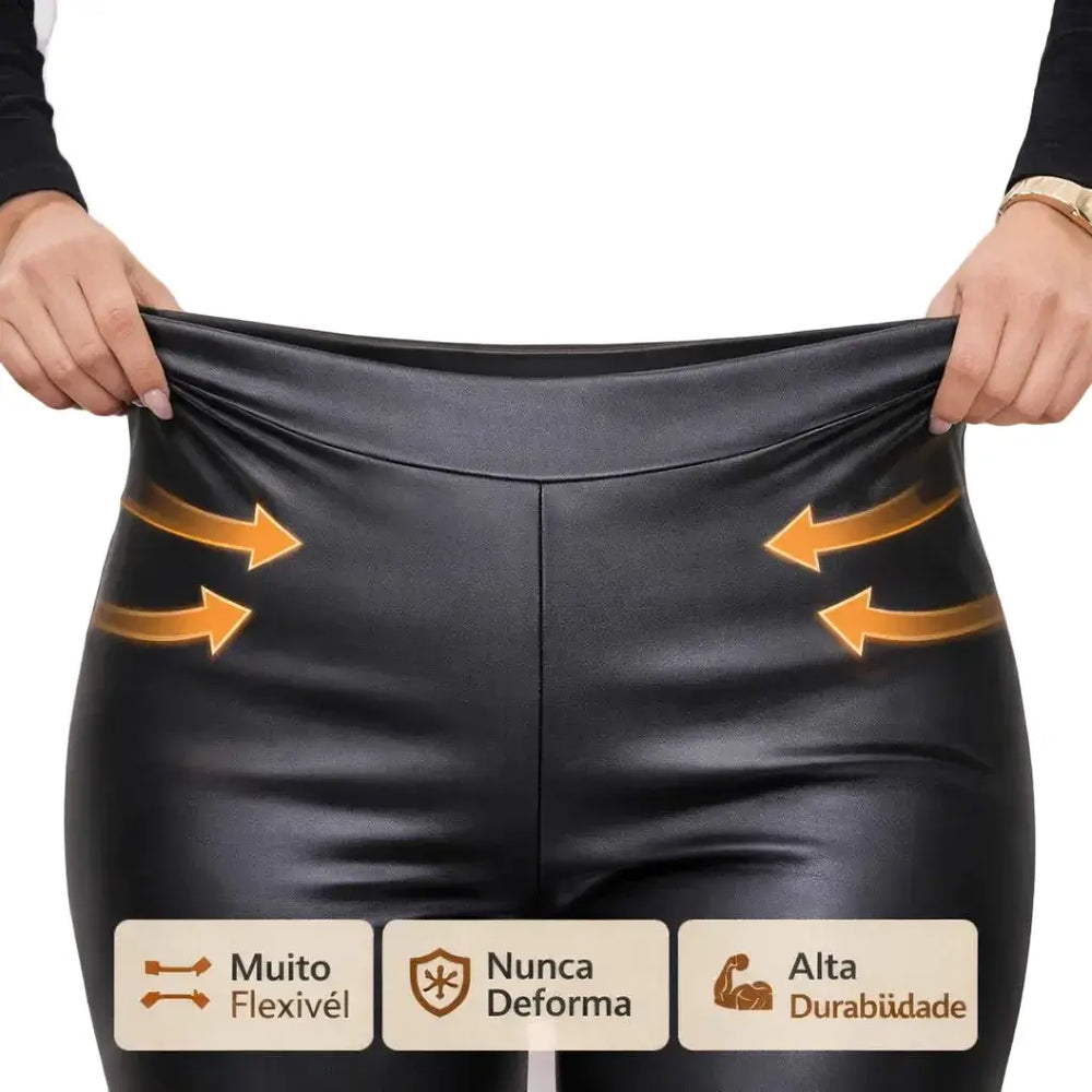 Legging de Couro com Forro Peluciado Modeladora