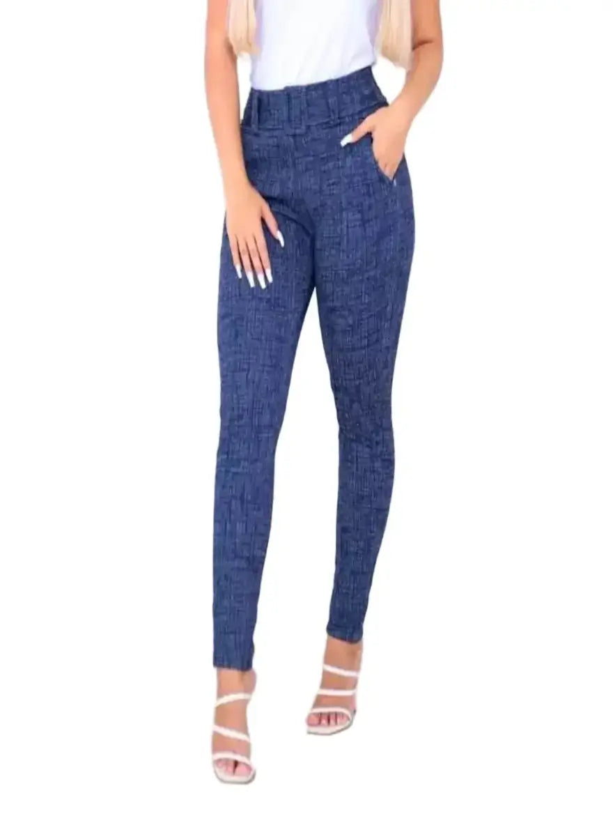 leggings skinny linho com cinto fixo
