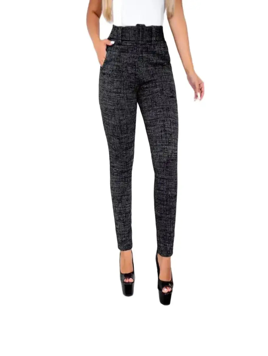 leggings skinny linho com cinto fixo