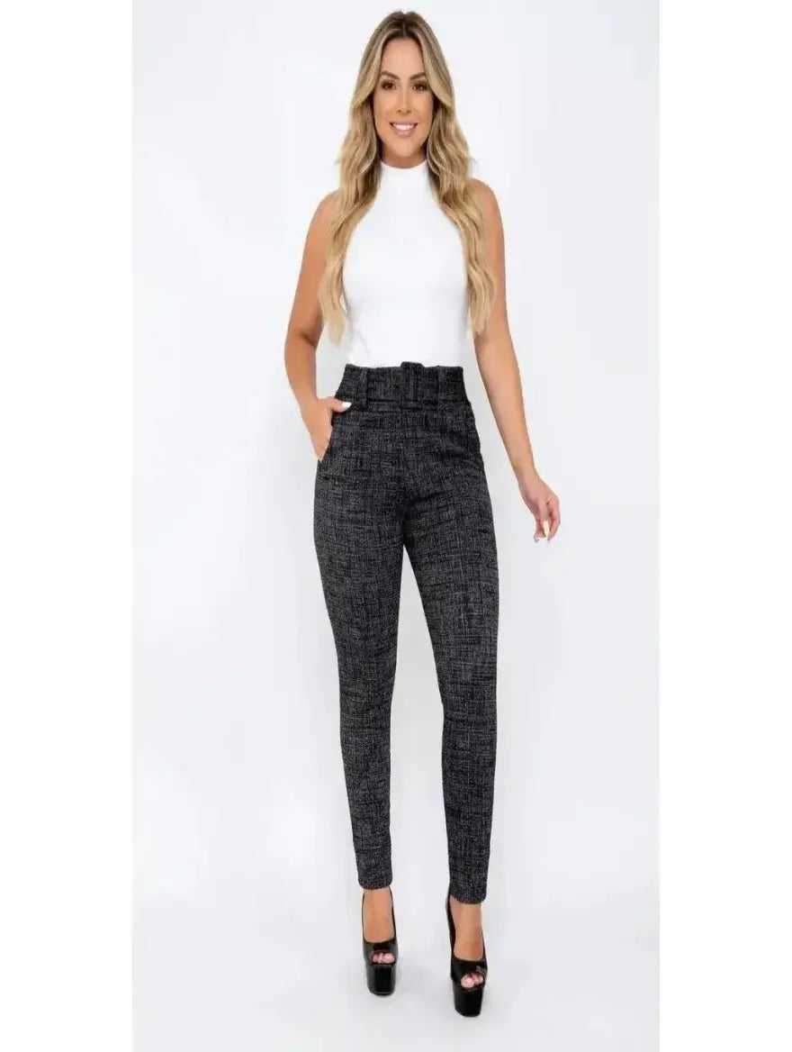 leggings skinny linho com cinto fixo