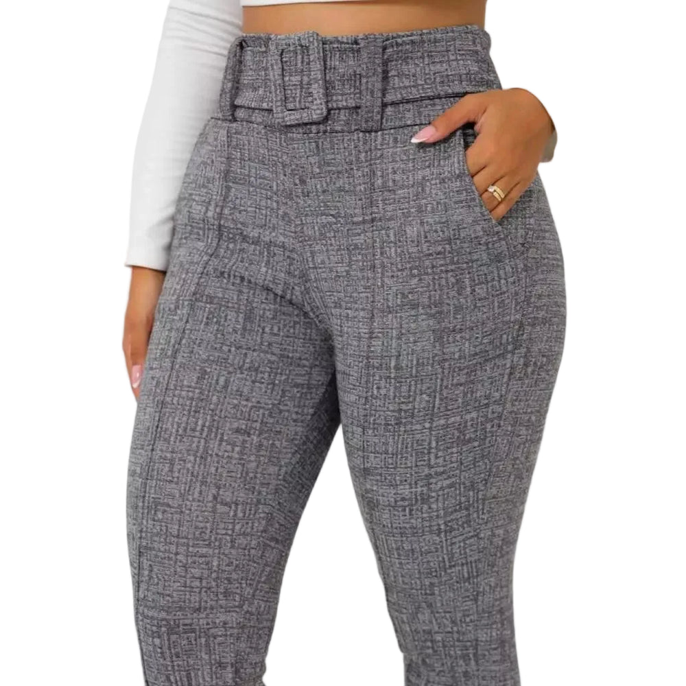 leggings skinny linho com cinto fixo