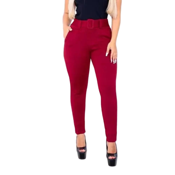 leggings skinny linho com cinto fixo