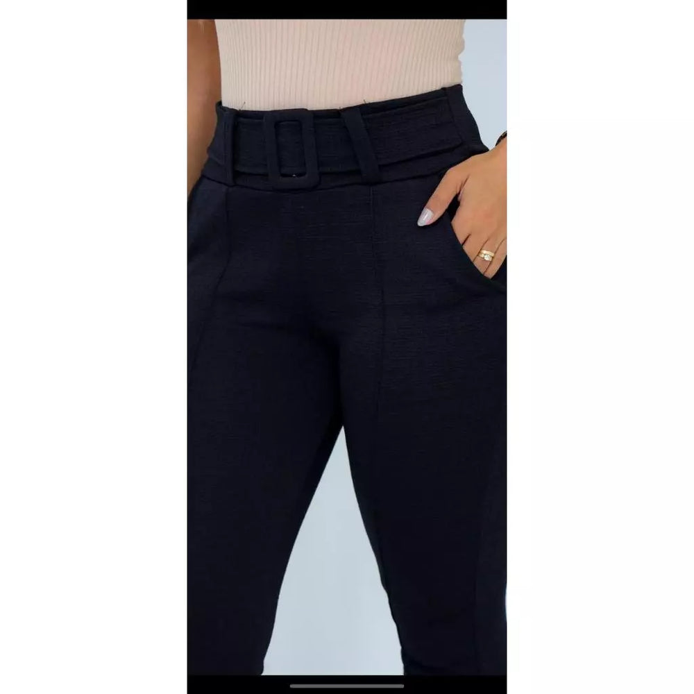 leggings skinny linho com cinto fixo